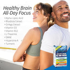 Applied Nutrition Healthy Brain All-Day Focus - 50 Tablets - Powerful 3-in-1 Brain Booster with Turmeric Extract - 25 Servings