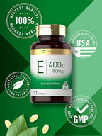 Carlyle Vitamin E 400 IU Softgels (180mg) | 300 Capsules | Non-GMO and Gluten Free Supplement