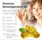 Sunergetic Premium Geranylgeraniol Supplement - GG-Gold 150mg with DeltaGold Vitamin E Tocotrienols- Annatto Derived GG for Statin Users, Heart Health & CoQ10 Production - 60 Capsules