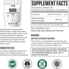 Pure NMN Powder Nicotinamide Mononucleotide Quick Dissolved NMN Supplement Powder 100% Unflavored NMN Supplement Supports NAD+ Levels Vegan Friendly Non-GMO, 50g