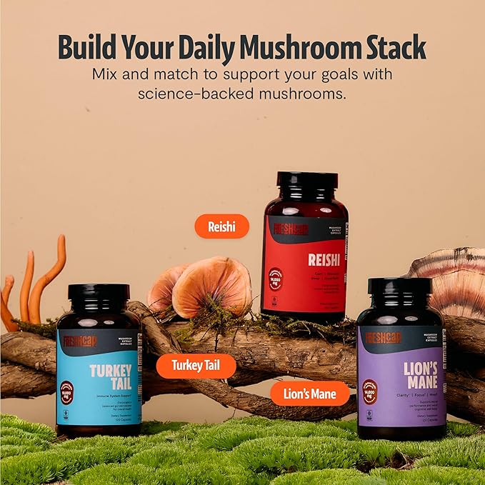 FreshCap Mushrooms Turkey Tail Mushroom Supplement 10,000mg – Organic, Turkey Tail Extract for Immune Support Supplement, Mushroom Supplement Capsules, Ayurveda Immunity Supplement (120 Capsules)