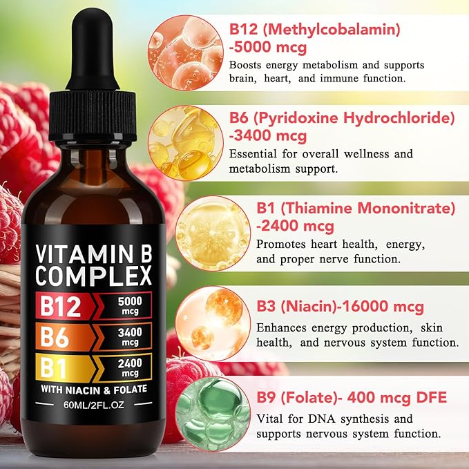 Frovetani Organic Vitamin B Complex,Vitamin b Complex for Women, Vitamin B Complex Liquid, Vitamin B12 Methylcobalamin,Vitamin b6,B1,B9 for Metabolic Health Support, Vegan, Non-GMO, Gluten Free