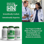 Health Thru Nutrition PQQ 20mg 30 Servings Pyrroloquinoline Quinone as PureQQ | Promotes Mitochondrial Biogenesis | Certified Vegan | Non-GMO Gluten Soy Free Capsules| Clean Label PQQ Supplement