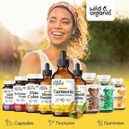 Wild & Organic Turmeric Supplement Liquid Drops - Movement & Immune Support - Liquid Turmeric with Black Pepper Extract - Add to Tea Tincture - Curcumin Supplements - Sugar & Alcohol-Free - 4 fl oz