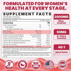 Inositol Gummies Supplement with Evening Primrose Oil for Women - 40:1 Ratio Myo-Inositol 2000mg & D-Chiro Inositol 50mg with VIT D3 B12 & Zinc, Sugar-Free for Natural Balance, Vegan (120ct)