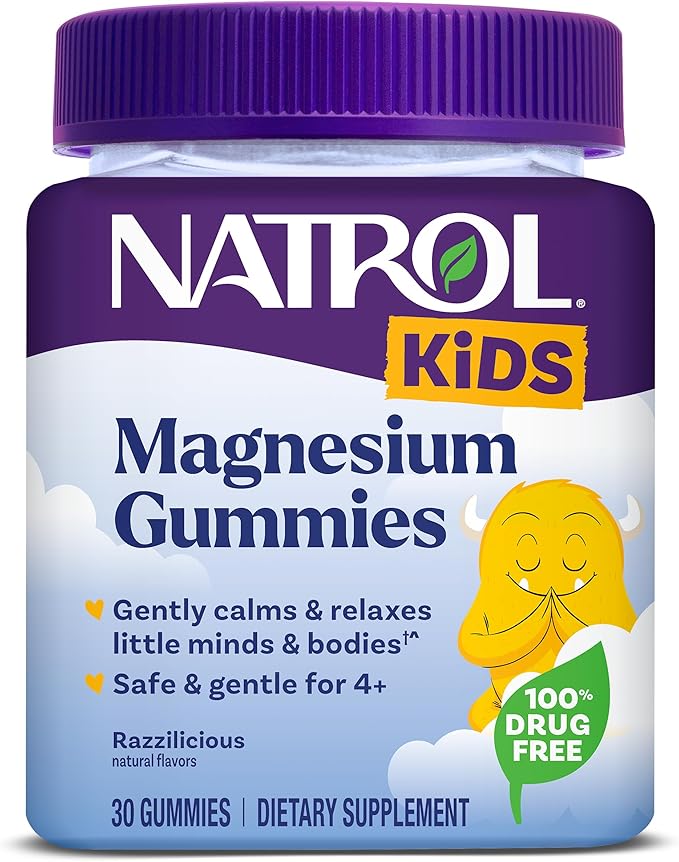 Natrol Kids Magnesium Citrate Gummies, Gently Calm and Relax Little Minds and Bodies, Plus Support Healthy Muscle Relaxation and Function, 30 Razzilicious Gummies, Up to a 30 Day Supply