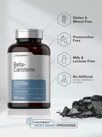 Horbäach Beta Carotene Supplement | 25000 IU Softgels | 7,500 mcg | Vitamin A | 400 Count | Non-GMO and Gluten Free Formula