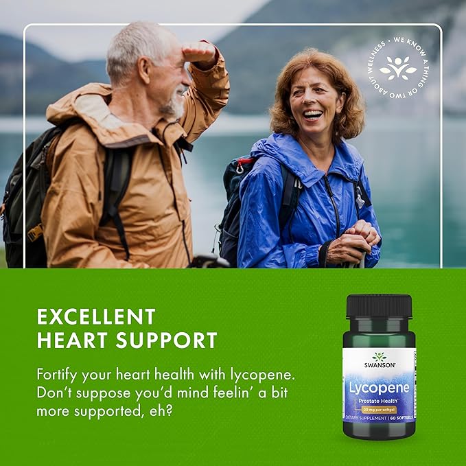 Swanson Lycopene Prostate and Heart Health Antioxidant Supplement for Men Over 40 Supporting Blood Pressure in Normal Range (60 Softgels)