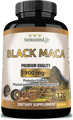 Organic Black Maca 1,900 mg per Serving Natural Energy Booster Peruvian Maca for Men & Women 120 Capsules