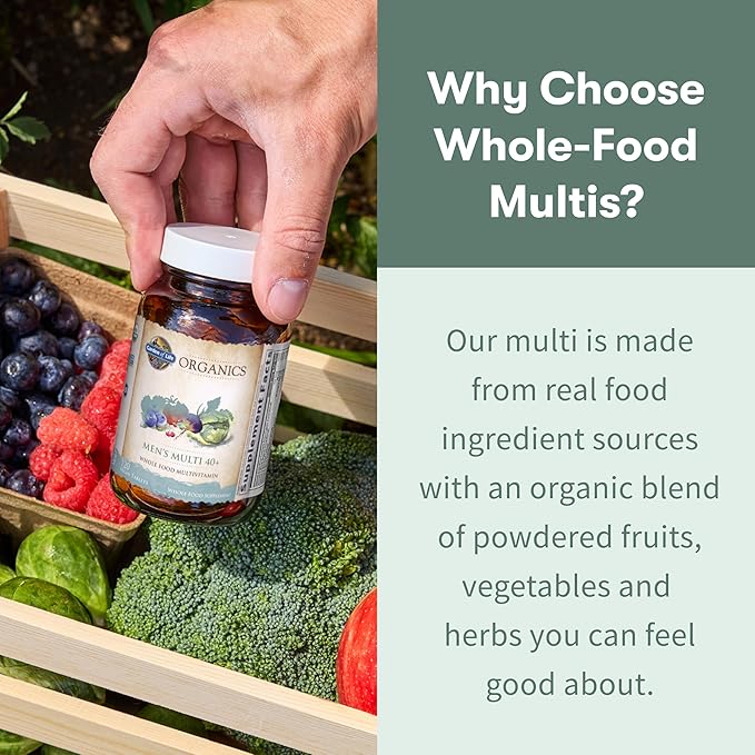 Garden of Life Organics Men's 40+ Multivitamin with Prostate Support, B12 & Vitamins – Vegan Daily Whole Food Multivitamin, Non-GMO, Certified Organic, 120 Tablets