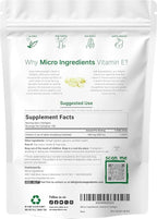 Micro Ingredients Vitamin E 400IU, 300 Softgels | Pure Vitamin E Oil Pills | Antioxidant Supplements for Skin, Face, Heart, & Immune Health | Non-GMO, Gluten Free*