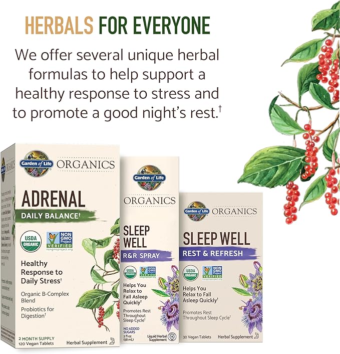 Garden of Life Organics Sleep Well Rest & Refresh 30 Tablets, Green Tea Extract L-Theanine, Valerian Root, Chamomile, Probiotics-Organic Non-GMO Vegan Gluten Free Herbal Supplement(Pack of 2)