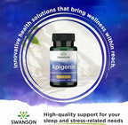 Swanson Apigenin Bioflavonoid Supplement for Adults Seeking Natural Sleep, Relaxation, and Stress Relief Support - 50 mg (90 Vegan Capsules, 2 Pack)