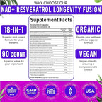 Adndale Liposomal NAD Supplement. Longevity Formula NMN Supplement Alternative. 180CT Advanced NAD+ Resveratrol