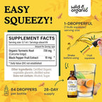 Wild & Organic Turmeric Curcumin Supplement with Black Pepper - Movement & Immune Support - Liquid Turmeric Curcumin with Black Pepper - Add to Tea Drops - Vegan, Sugar & Alcohol-Free Tincture - 2 oz