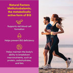 Natural Factors Methylcobalamin 1,000 mcg - Vitamin B12 Supplement in Metabolically Active Form - Supplement Supports Cll Formation & Energy Production - 180 Chewable Tablets (180 Servings)