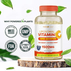 Liposomal Vitamin C Capsules - 1500mg Buffered High Absorption Vitamin C Supplement & Collagen Booster - Fat Soluble Immunity Support Ascorbic Acid Supplement 200 Vegan Capsules
