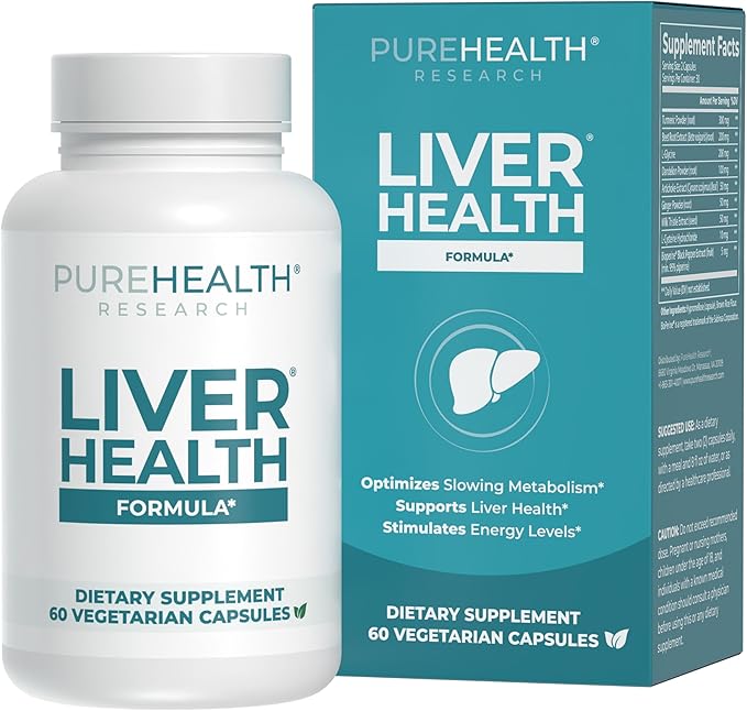 PUREHEALTH RESEARCH Liver Health – Liver Cleanse Detox & Repair Support Supplement- with Milk Thistle, Turmeric Powder, Dandelion, Artichoke, Beet Root, Ginger, L Cysteine HCL & More - 60 Capsules