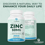 PurePremium Natural Zinc 50mg Supplements for Men/Women - GMP-Certified High Potency Vitamin Zinc Citrate/Oxide for Adults, Immune Antioxidant, Energy Support - 100 Tablets