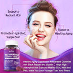 Resveratrol Supplement 1500mg - Resveratrol Gummies Supports NAD⁺, NMN & NMNH Synergy, with Quercetin, Grape Seed, Acai Berries Extracts for Antioxidant, Healthy Aging & longevity, Skin, Brain - 2Pcs