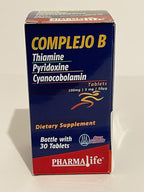 Complejo B (B-Complex) – Vitamin B1, B6, B12 Tablets – Dietary Supplement – 30 Tablets – 1 Month Supply