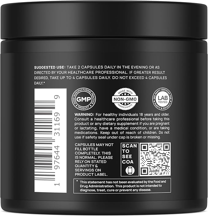 Triple Sleep Magnesium L-Threonate w. Apigenin, Theanine & Magtein Magnesium L Threonate - High Absorption Magnesium Supplement Capsules for Men and Women Magnesium Powder Pills