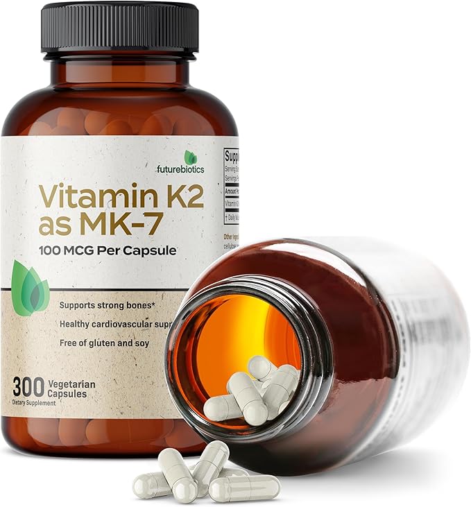 Futurebiotics Vitamin K2 as MK-7 100 mcg, Supports Strong Bones- Non-GMO, 300 Vegetarian Capsules