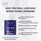 N1O1 Nitric Oxide Lozenges for Heart Health Support - Dietary Supplement for Blood Flow, Oxygenation and Blood Pressure - 180 Count