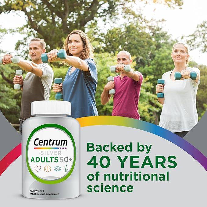 Centrum Silver Multivitamin for Adults 50 Plus, Multivitamin/Multimineral Supplement, Vitamin D3, B-Vitamins, Gluten Free, Non-GMO Ingredients, Supports Memory and Cognition in Older Adults - 125 Ct