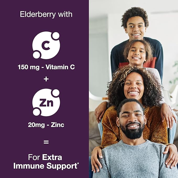 Elderberry Vitamin C and Zinc Capsules for Adults | 360 Count with Quercetin & Vitamin D3 | 6-in-1 Immune Support Supplement Pills | Sambucus Black Elderberry Natural Immunity Vitamins | Made in USA