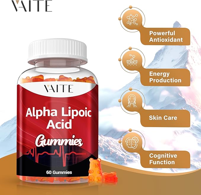Alpha Lipoic Acid Gummies – Extra Strength ALA Antioxidant Supplement for Brain Health and Nerve Support – Non-GMO, Vegan, Gluten-Free – 60 Chewable Supplements for Antioxidant and Pain Relief (2pack)