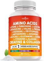 NEW AGE Amino Acids Supplement L-Lysine, L-Threonine, L-Leucine, Isoleucine, Valine, L-Histidine, L-Tryptophan, L-Methionine, L-Arginine, L-Cysteine, L-Glutamine, L-Serine, Aspartic Acid- 60 Count