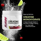 RAW Nutrition Creatine Monohydrate Powder, Cherry Limeade (30 Servings) - Micronized Creatine Monohydrate Supplement for Workout Performance, Build Muscle & Strength - Creatine Powder for Men & Women