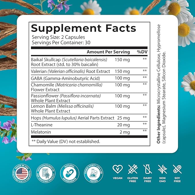 PUREHEALTH Research Sleep Formula - Natural Sleep Support Supplement for Adults - for Restfulness & Relaxation - with Melatonin, Valerian Root, GABA, L-Theanine, Lemon Balm, Hops & More - 60 Capsules