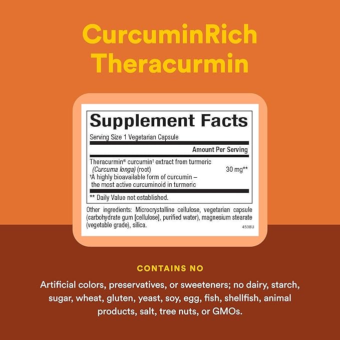 Natural Factors, CurcuminRich Theracurmin, 30 mg, Formulated for Superior Absorption, 30 Count (Pack of 1)
