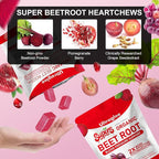 Beet Chews,Beetsroot Heart, Nitric Oxide Support Soft Beets Heart Chews,Grape Seed Extract &Beet Root Powder Energy Supplement,60 (Pomegranate Berry Flavor)