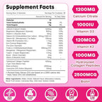 2 Pack Calcium Gummies for Women, Calcium Citrate 1200mg with Vitamin D3 K2, Collagen & Biotin, B0ne, Teeth, Immune & Hormone Support, Sugar Free, Non-GMO, Gluten-Free, Strawberry Flavor, 180 Count
