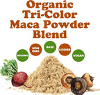 Food to Live Organic Tri-Color Maca Powder Blend, 2 Pounds Red, Yellow and Black Maca for Energy, 100% Natural Superfood, Perfect for Baking and Smoothies, Non-GMO, Vegan, Kosher, Bulk