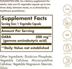 Solgar GABA 500 mg, 100 Vegetable Capsules - Relaxation & Nervous System Support - Amino Acid - Non-GMO, Vegan, Gluten Free, Dairy Free, Kosher - 100 Servings