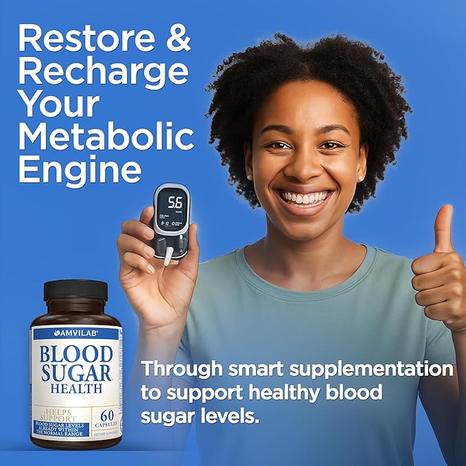 Blood Sugar Health Natural 20 Herbs and Vitamins with Cinnamon, Alpha Lipoic Acid to Support Health, Non-GMO, for Men Women, Supports Healthy Energy Levels - 60 Herbal Pills - 30 Day Supply