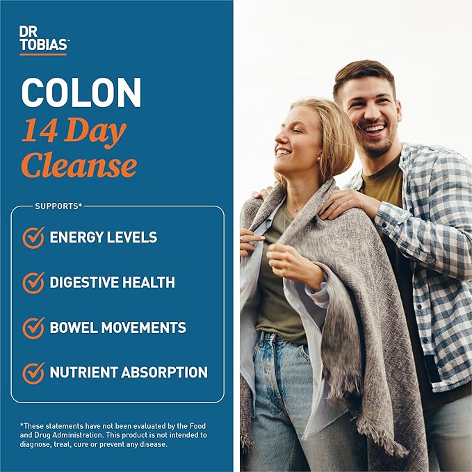 Dr. Tobias Colon Cleanse - Constipation Relief & Gut Health Support for Women & Men | 14 Day Colon Cleanser for a Gentle Colon Detox & Gut Flush 24 Capsules (1–2 Daily)