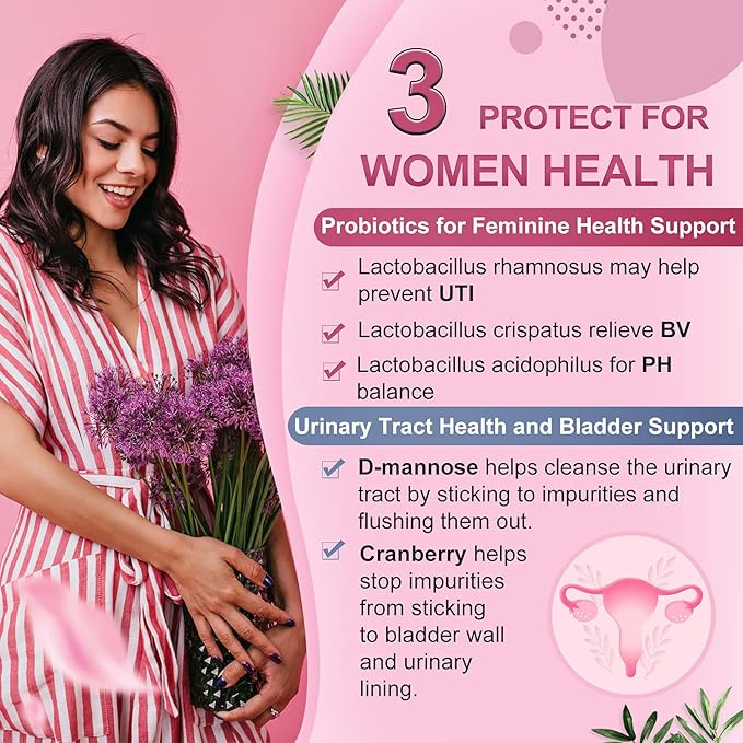 NATURE TARGET Women's Probiotics & Prebiotics, Cranberry & D-Mannose, 50-Billion-CFUs, Organic Probiotics for Digestive Health/Gut Health/Immune Booster/Weight Management