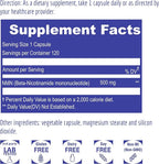 UpNourish NMN 500mg 120 Capsules - Beta Nicotinamide Mononucleotide NAD Supplement - Nicotinamide Riboside Alternative for Women & Men