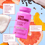 Love Wellness Healthy V Vitamin | Women's Vaginal Health Supplement | pH Balance, Gut Health & Immune Support Supplement | Balance of Candida Yeast with Turmeric, Garlic & Coconut Oil | 30 Count