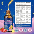 Kids Magnesium Liquid Drops - Magnesium Glycinate Drops for Kids, Citrate Liquid with Calcium, Omega-3, L-theanine, Zinc, Vitamin B6 D3 C for Sleep, Relaxation, Calm & Focus, Strawberry Flavor,4 Fl Oz