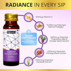 Diamond Collagen Drink -15,000mg Marine Collagen Peptides Liquid Shots for Women & Men, Hydrolyzed with Vitamin C & Pomegranate, Grape Flavor, Supports Skin, Hair & Nail Health-1.69 fl oz x20