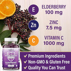 NEW AGE Immune System Support Gummies - Sambucus Black Elderberry Gummies with Vitamin C and Zinc (60 Count (Pack of 1))