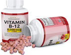 NaturalisimoLife Vitamin B12 6,000 mcg – Quick Dissolve Strawberry Flavor Nuggets – 60 Nuggets, Non-GMO, Vegan, Gluten Free