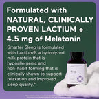 SMARTERNUTRITION Smarter Sleep Melatonin Dissolvable Tablets 4.5mg + Natural Clinically Proven Lactium® for Sleep & Stress Support - Mint Flavor Melatonin Tablets - Non-GMO-180 Count[90-Day Supply]