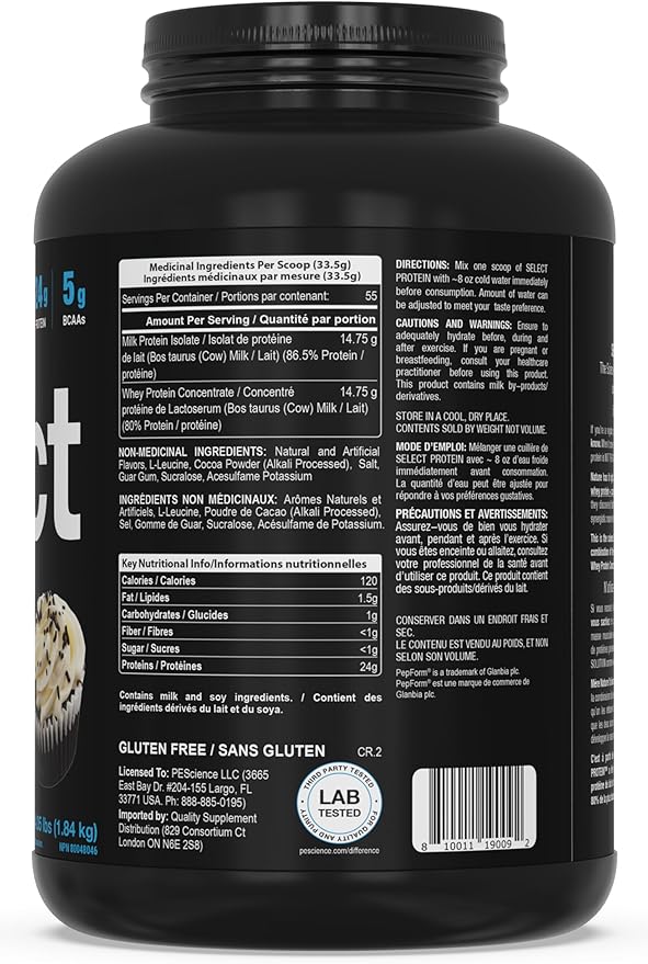 PEScience Select Protein Powder, Whey and Casein Blend, Lean Protein Powder for Women and Men, Low Calorie, Low Carb, Keto Friendly, Gluten Free, Frosted Chocolate Cupcake - 55 Servings